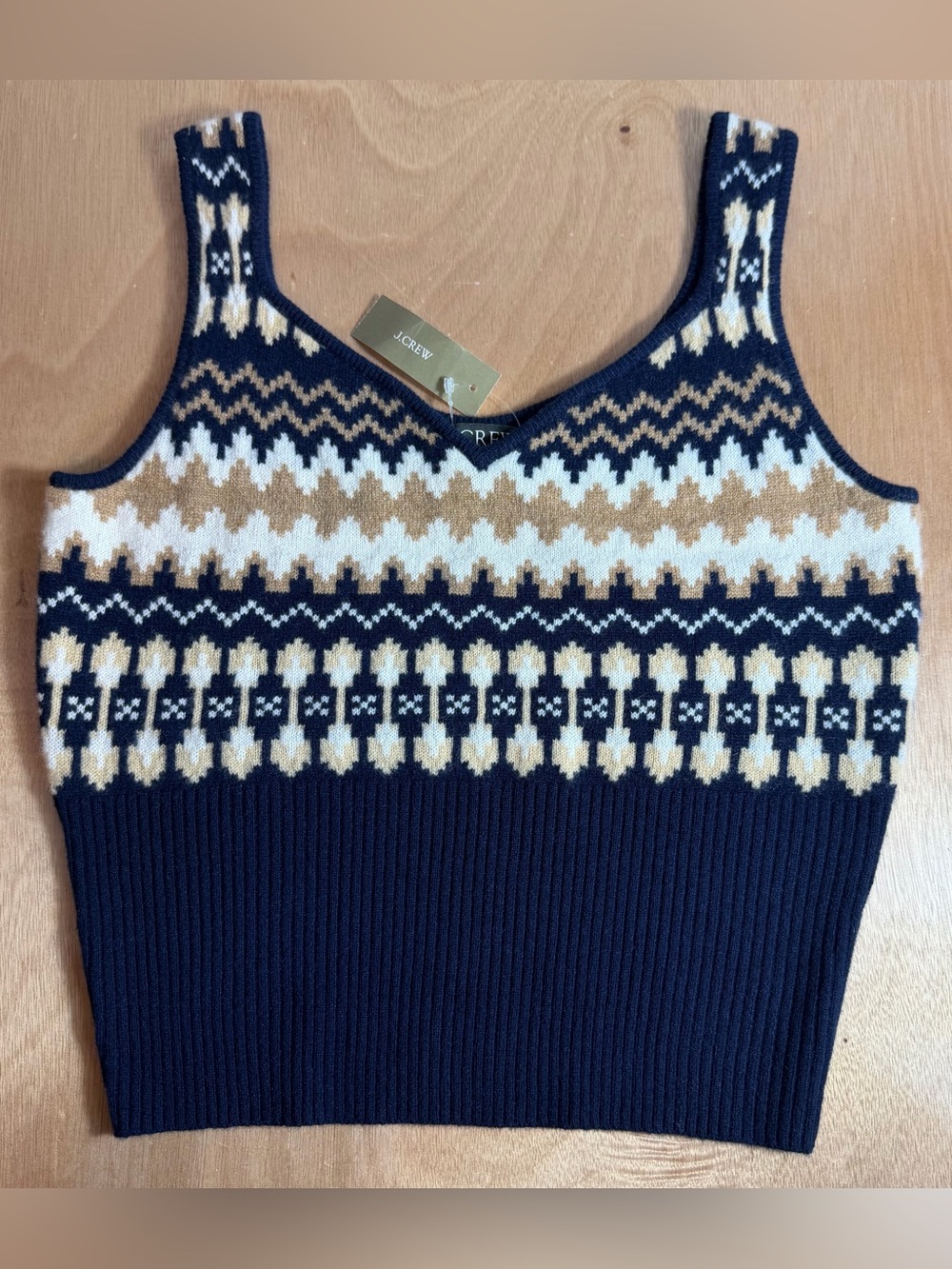 J.Crew Cashmere Fair Isle Tank Top (item CE678) Women’s Size Small Preppy Summer